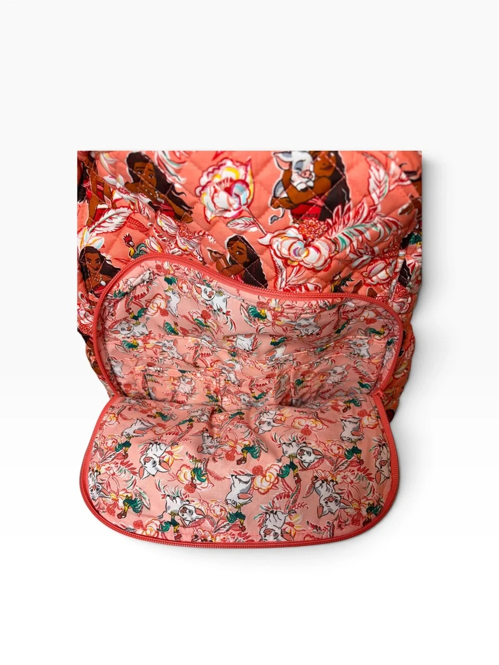 Vera Bradley X Disney Moana Pua Coral Floral Quilted Campus Laptop Backpack